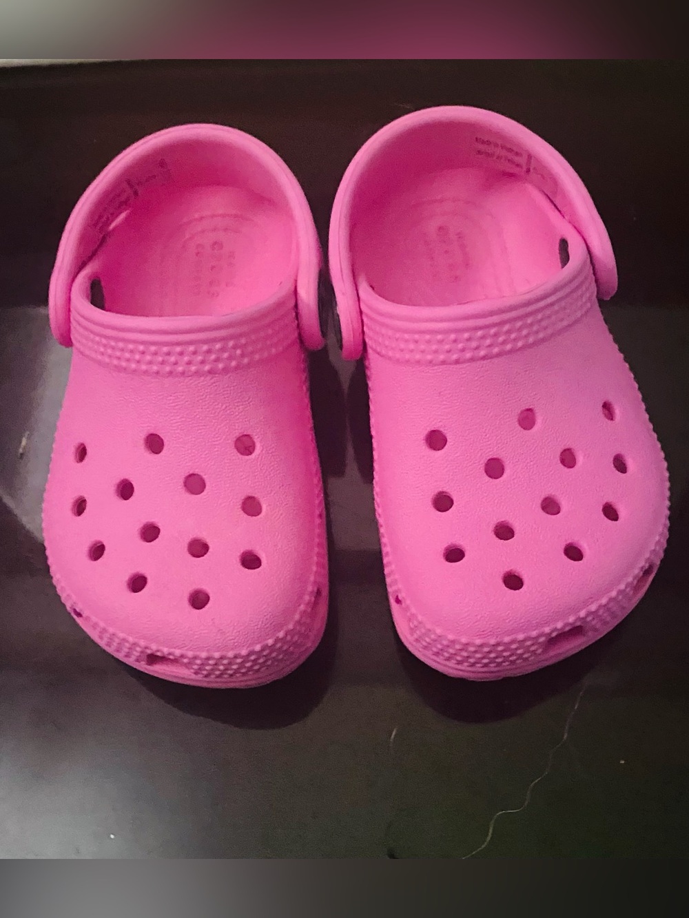 CROCS Kids Bright Pink Classic Clogs with Heel Strap